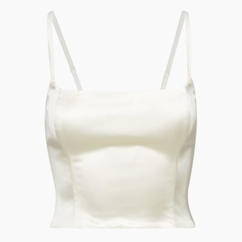 Aritzia Wilfred Creme White Satin Corset Tank Top